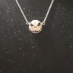 Silver Crystal Skull Pendant Necklace - Women's Jewelry